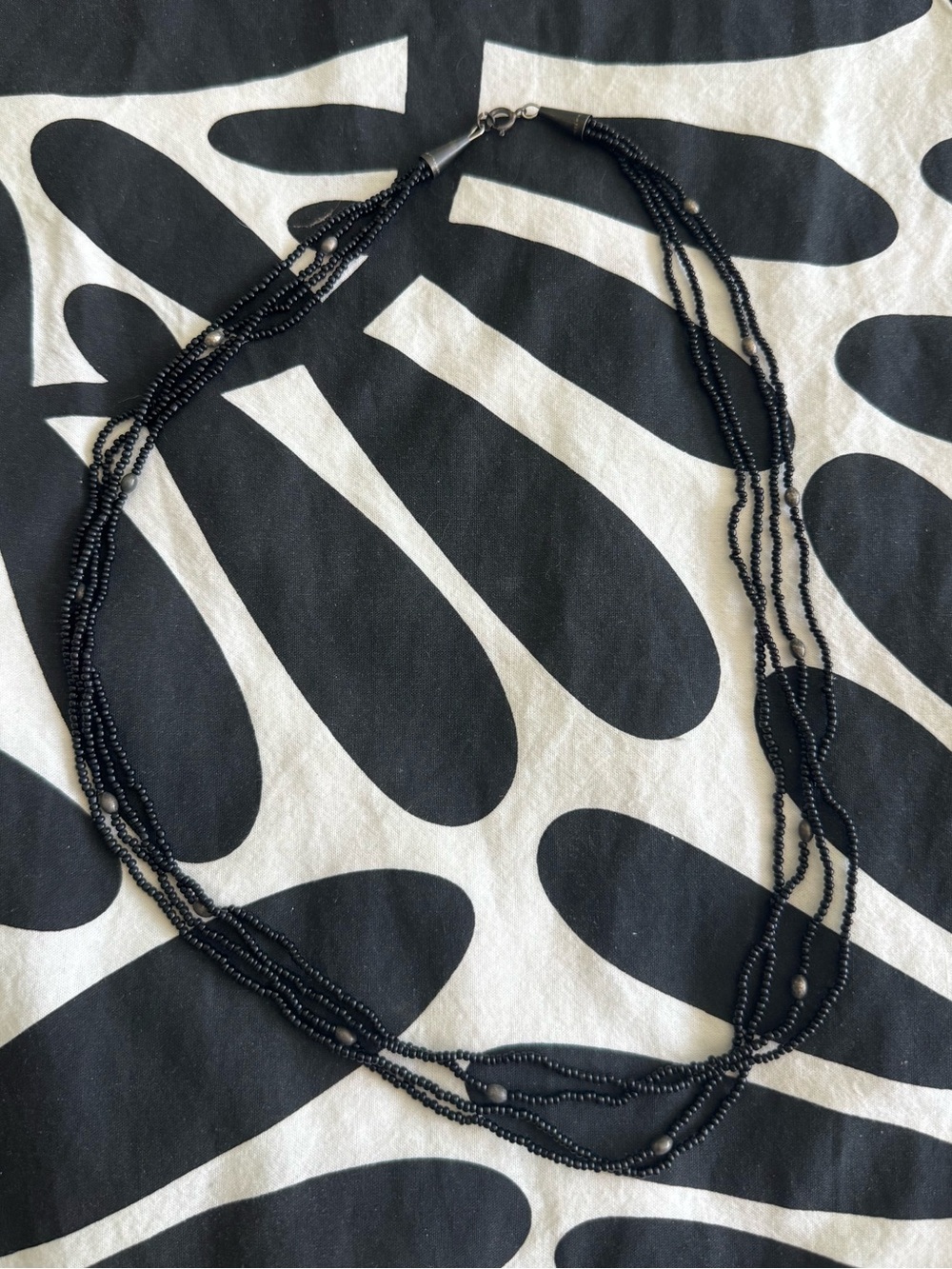 Vintage Multi-Strand Black Beaded Necklace